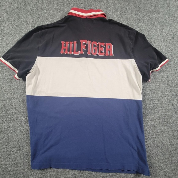 Tommy Hilfiger Shirt Mens 2XL Colorblock Polo Rugby Custom Fit 85 NY Badge - Picture 3 of 6